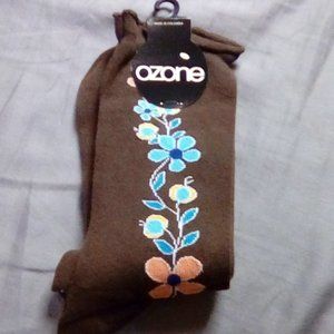Brown Floral-Print Socks